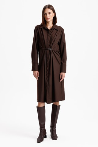 Vestido-camisa - Castanho-escuro