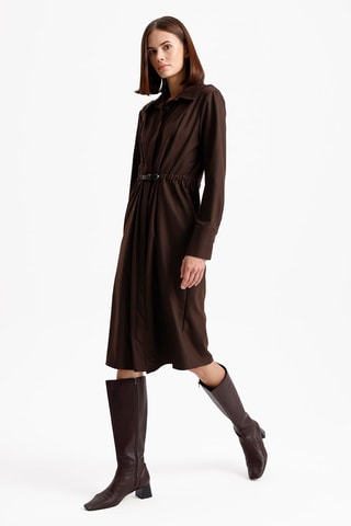 Vestido-camisa - Castanho-escuro