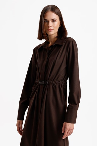 Vestido-camisa - Castanho-escuro