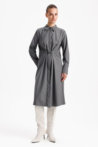 Vestido-camisa - Cinzento-claro mesclado