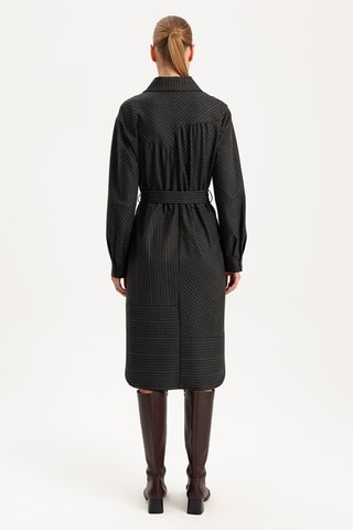 Vestido-camisa - Antracite e cru