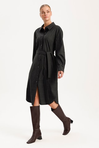 Vestido-camisa - Antracite e cru