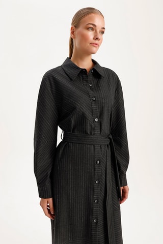 Vestido-camisa - Antracite e cru