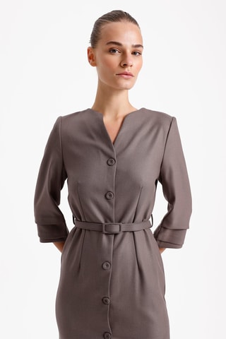Vestido-camisa - Cinzento-escuro