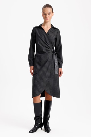 Vestido traçado - Antracite e cru