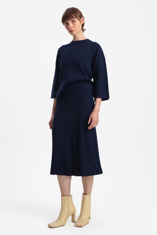 Saia midi - Azul-marinho