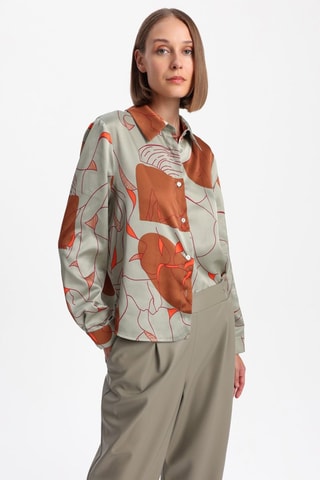 Camisa - Cinzento e laranja