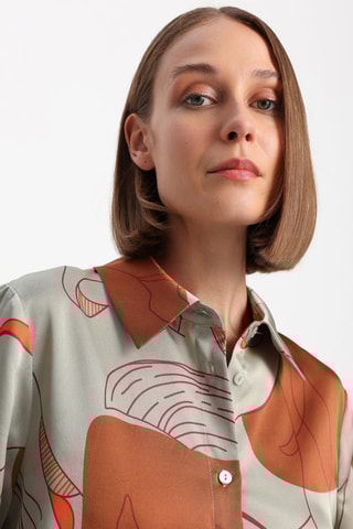 Camisa - Cinzento e laranja