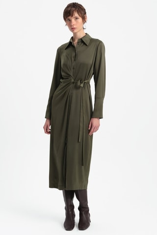 Vestido-camisa - Caqui-escuro