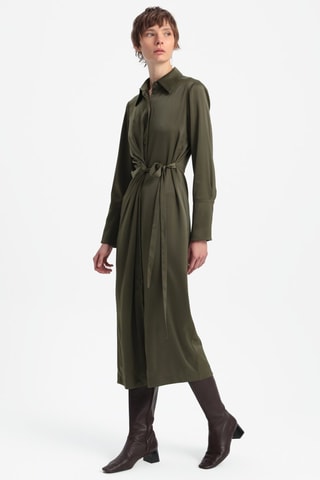 Vestido-camisa - Caqui-escuro