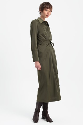 Vestido-camisa - Caqui-escuro