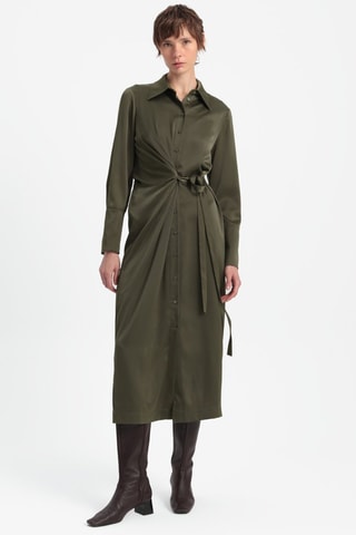 Vestido-camisa - Caqui-escuro