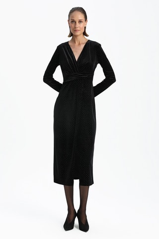 Vestido direito em veludo - Preto