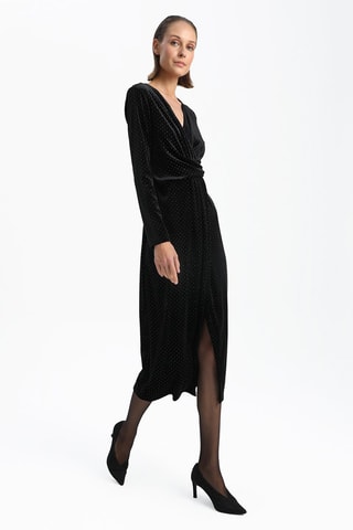 Vestido direito em veludo - Preto