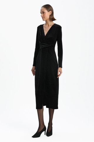 Vestido direito em veludo - Preto