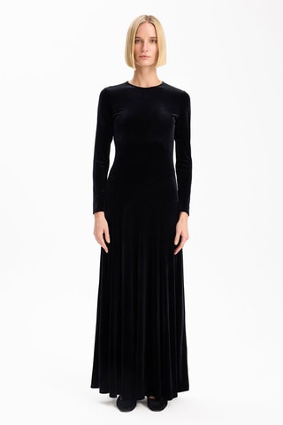 Vestido comprido em veludo - Preto