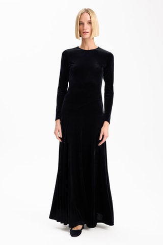 Vestido comprido em veludo - Preto