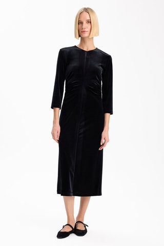 Vestido direito em veludo - Preto