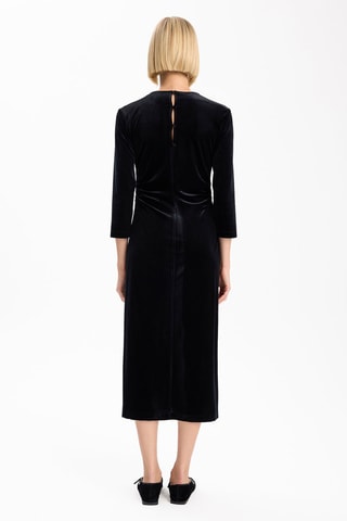 Vestido direito em veludo - Preto