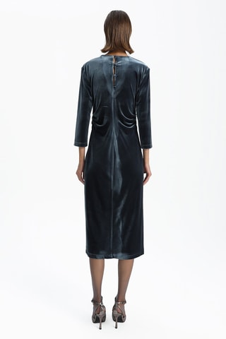 Vestido direito em veludo - Cinzento