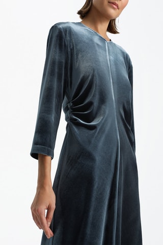 Vestido direito em veludo - Cinzento