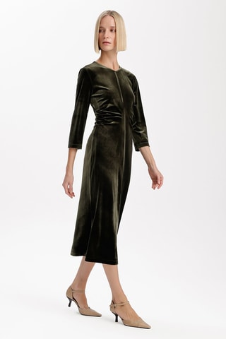 Robe droite en velours - Kaki