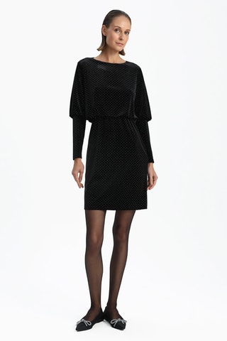 Vestido direito em veludo - Preto