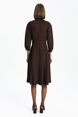Vestido midi em veludo - Castanho