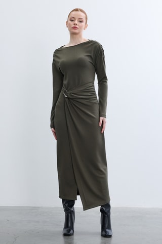 Vestido traçado - Verde-azeitona