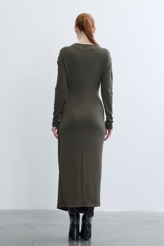 Vestido traçado - Verde-azeitona