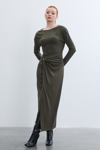 Vestido traçado - Verde-azeitona