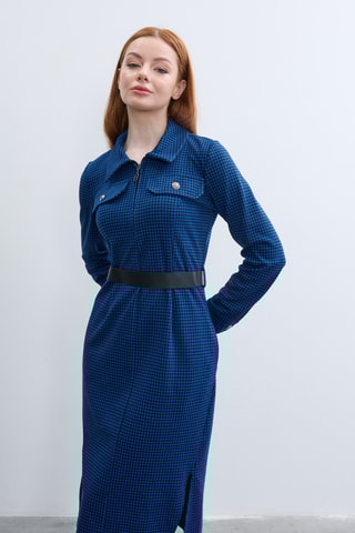 Vestido direito - Azul-real