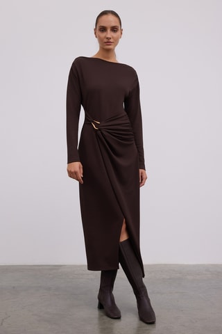 Vestido traçado - Castanho