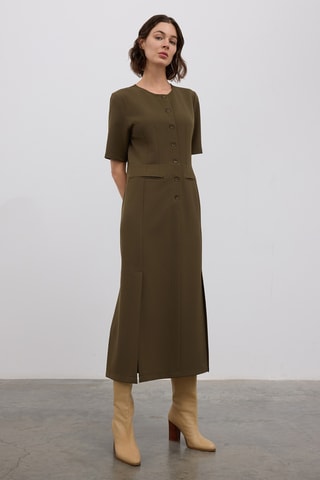 Vestido direito - Verde-azeitona