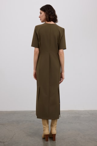 Vestido direito - Verde-azeitona