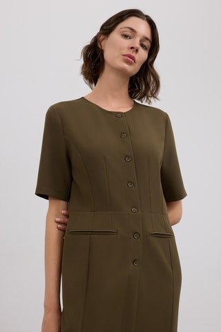 Vestido direito - Verde-azeitona