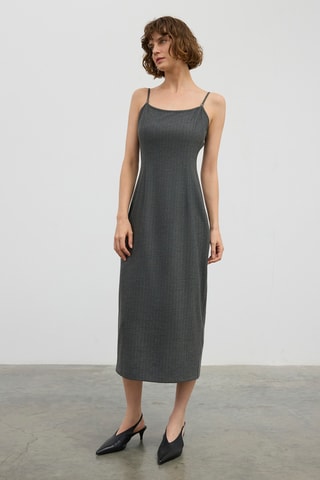 Vestido midi - Cinzento-escuro mesclado