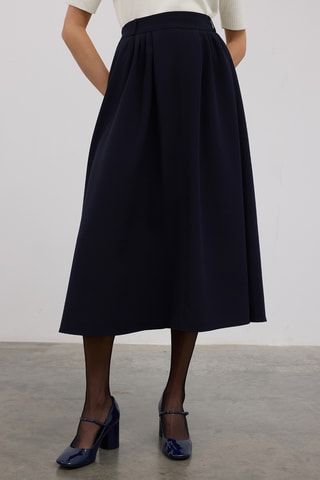 Saia midi - Azul-marinho