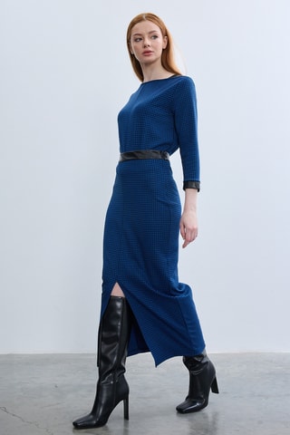 Saia midi - Azul-cobalto