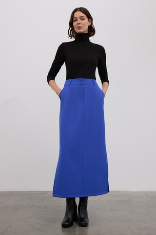 Saia midi - Azul-cobalto