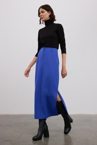 Saia midi - Azul-cobalto