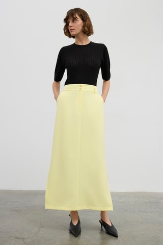 Saia midi cintura subida - Amarelo