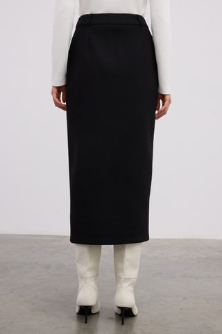 Saia midi cintura subida - Preto