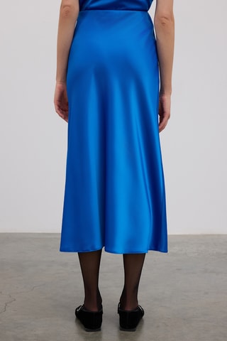 Saia midi cintura subida - Azul-eléctrico