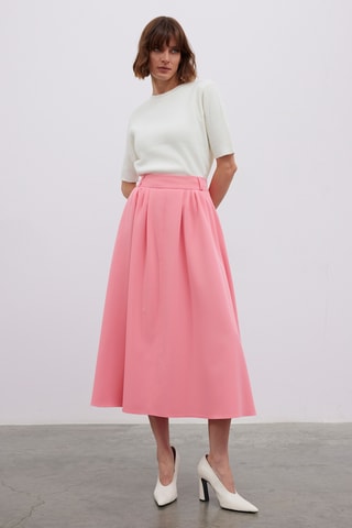 Saia midi cintura subida - Rosa