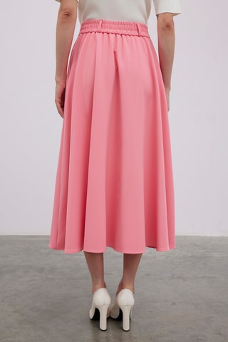 Saia midi cintura subida - Rosa