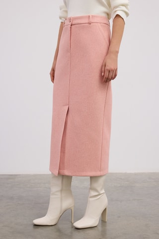 Saia midi cintura subida - Rosa