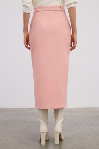 Saia midi cintura subida - Rosa