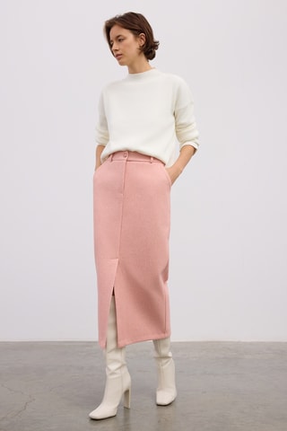 Saia midi cintura subida - Rosa