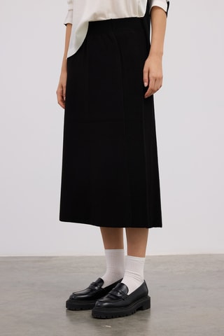 Saia midi cintura subida - Preto